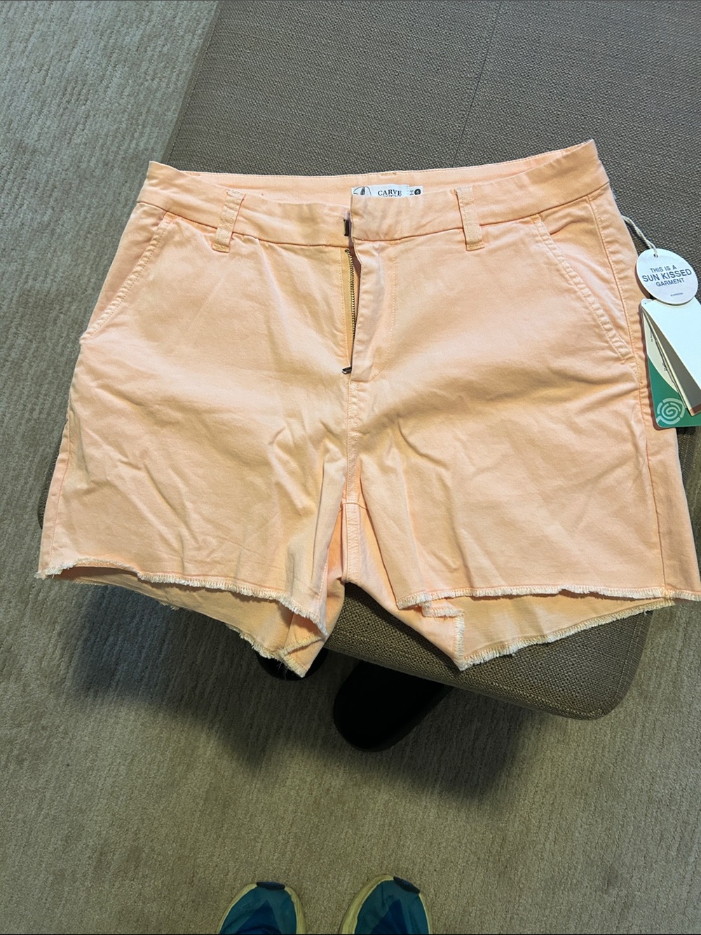 Carve Designs Peach Frayed-Hem Bermuda Shorts